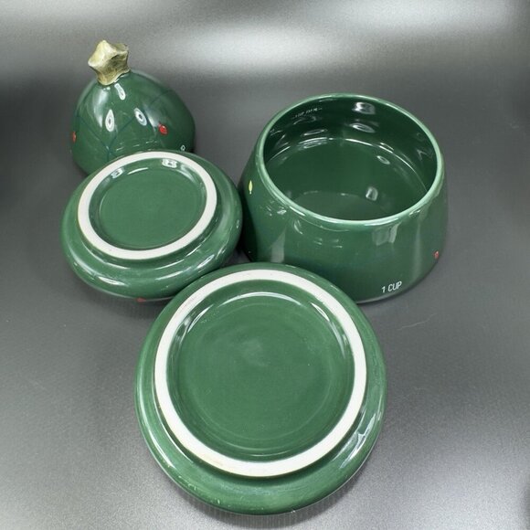 Christmas Tree Stacking Measuring Cups Green Ceramic Tree Newclassic Enterprise - Picture 9 of 14
